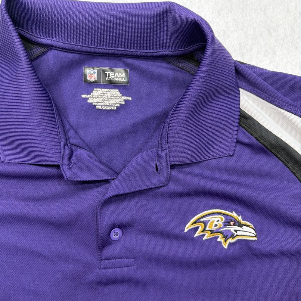 Baltimore Ravens Polo Shirt Men 2XL Purple Performance Golf NFL Team Apparel